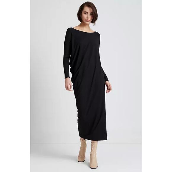 Marcella NYC Kensington Asymmetric Long Sleeve Minimalist Capsule Midi Dress XS - Picture 10 of 10